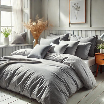 Bamboo Duvet Cover Set Grey Super King