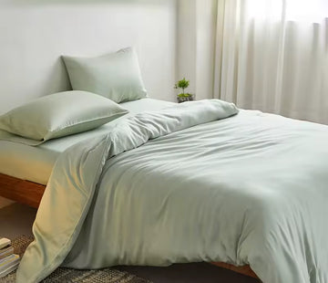 Bamboo Duvet Set Light Green (Duvet Cover & Pillowcases) - 100% Organic Bamboo Premium Quality