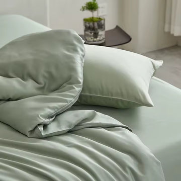 Bamboo Duvet Set Light Green (Duvet Cover & Pillowcases) - 100% Organic Bamboo Premium Quality