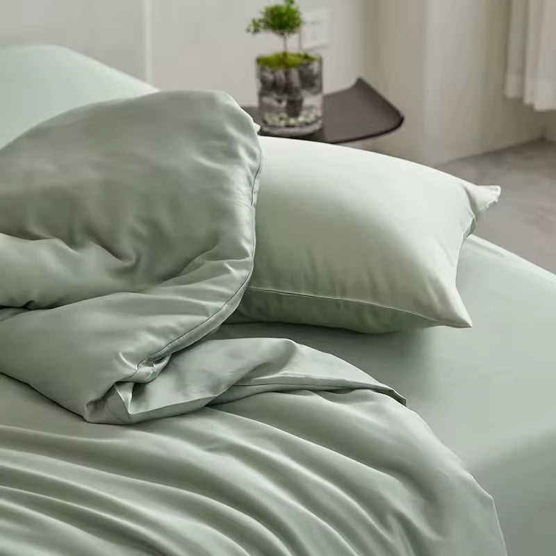 Bamboo Duvet Set Light Green (Duvet Cover & Pillowcases) - 100% Organic Bamboo Premium Quality