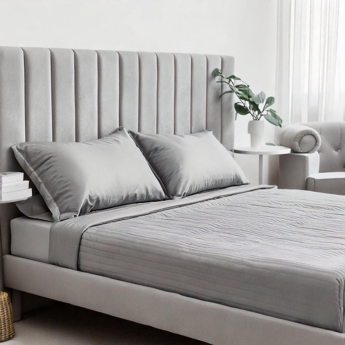 Grey Bamboo Pillow Cases Single